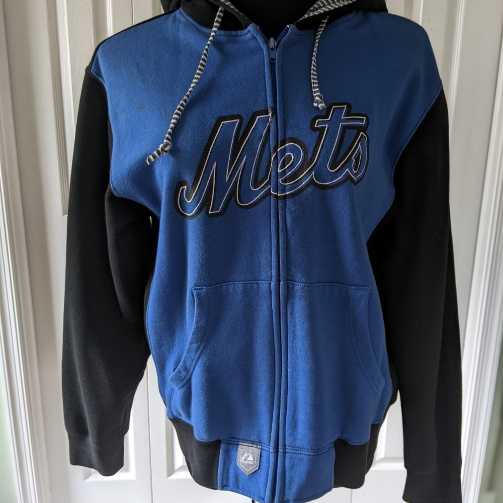 Vintage Women's Majestic Athletic Mets Full Zip knit HoodieMedium EUC